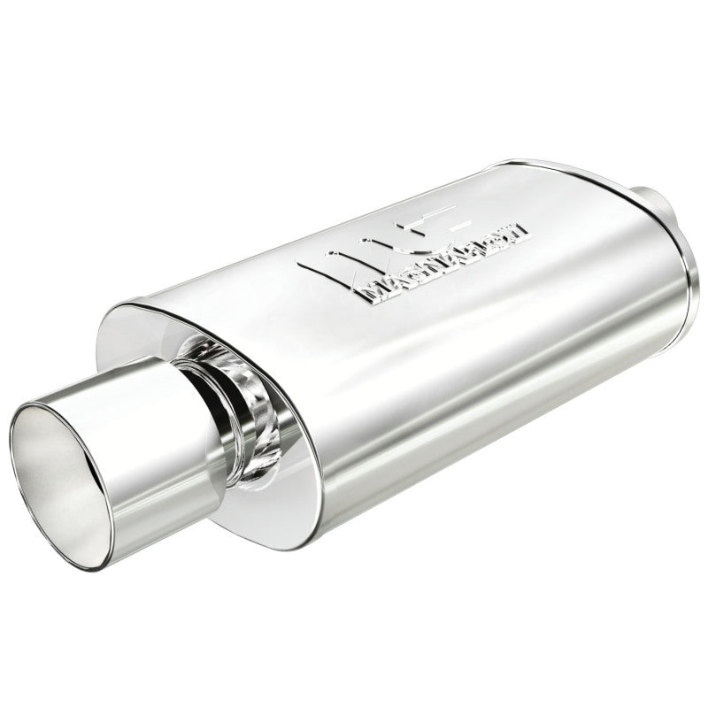 MagnaFlow Performance Exhaust Muffler 14832 with Welded Tip - Stainless Steel, 2.25/4 Inch Center/Center