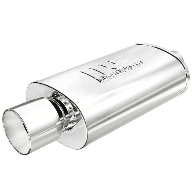 MagnaFlow Performance Exhaust Muffler 14832 with Welded Tip - Stainless Steel, 2.25/4 Inch Center/Center