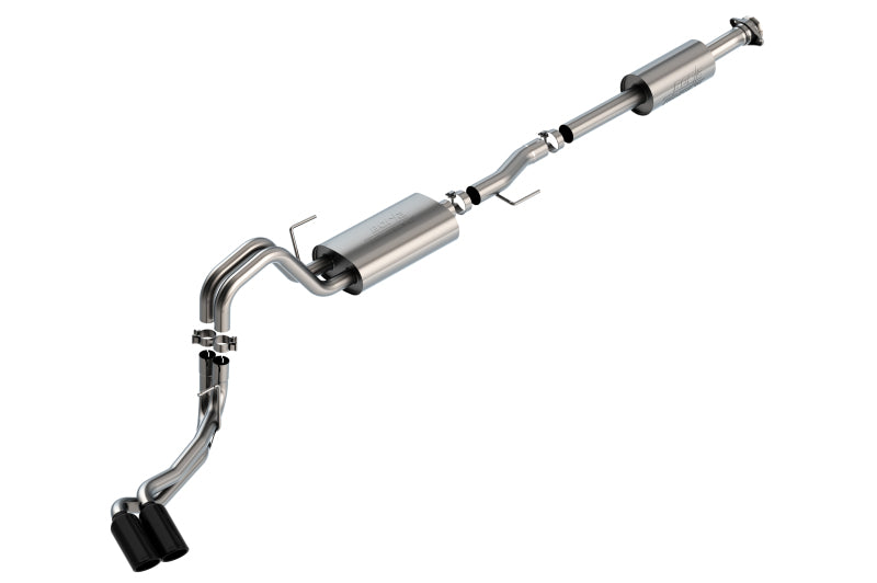 Borla F-150 2021-2025 Touring Cat-Back Exhaust System with Black Chrome Tips - Part #140870BC