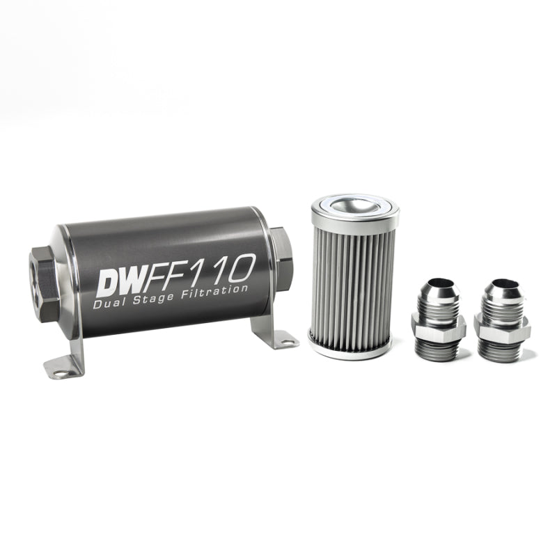 DeatschWerks Stainless Steel 10AN Inline Fuel Filter Housing Kit (110mm) - 10 Micron