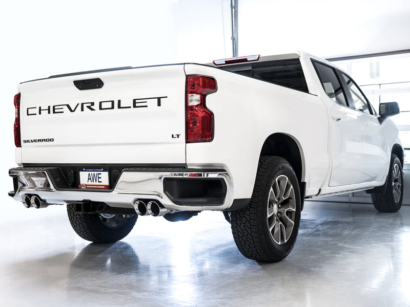 AWE Tuning 4th Gen GM Silverado/Sierra 6.2L Cat-Back Exhaust with Quad Chrome Tips — Part Number 3015-42203