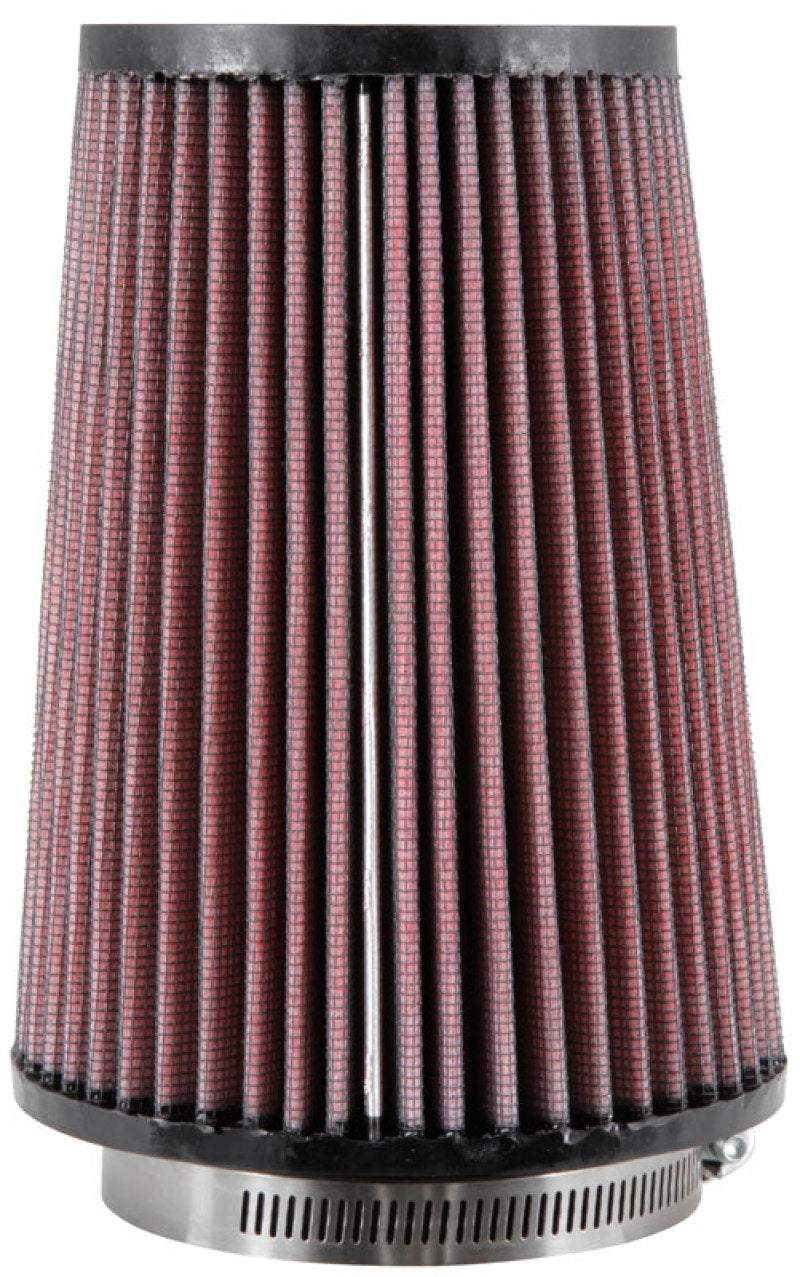 K&N Engineering Universal Rubber Round Air Filter, 3.31in Flange ID, 4.75in Base OD, 3.5in Top OD, 6.5in Height