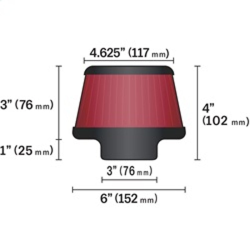K&N Engineering Universal Round Clamp-On Air Filter with 3-Inch Flange ID - Model RU-5288