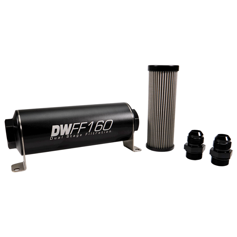 DeatschWerks Stainless Steel 10AN Inline Fuel Filter Housing Kit (160mm) – 10 Micron
