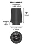 K&N Engineering RU-5283HBK Universal Rubber Round Tapered Air Filter for Ford F-250 Super Duty, 4.5 inch Flange ID