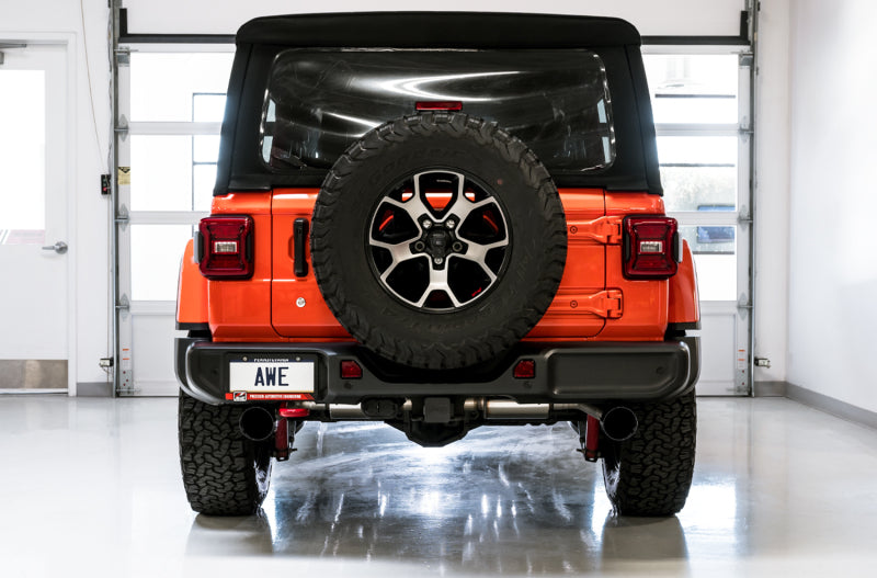 AWE Tuning 2018+ Jeep Wrangler JL/JLU Tread Edition Axle-Back Dual Exhaust with Diamond Black Tips