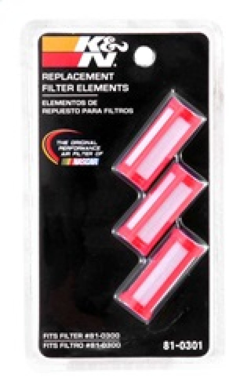 K&N Engineering Replacement Fuel Filter Element Kit for 81-0300 Clear View Fuel Filter, 3 Pack