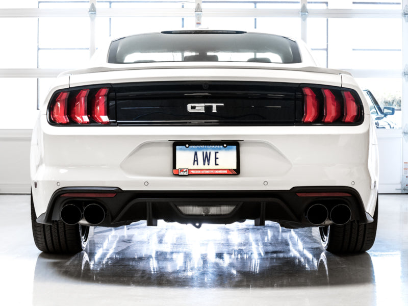 AWE Tuning Touring Edition Cat-Back Exhaust for 2018-2023 Ford Mustang GT - Quad Diamond Black Tips