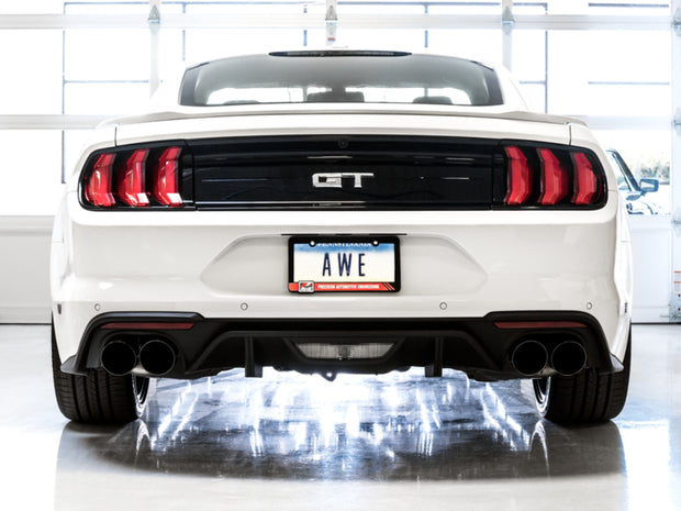 AWE Tuning Touring Edition Cat-Back Exhaust for 2018-2023 Ford Mustang GT - Quad Diamond Black Tips