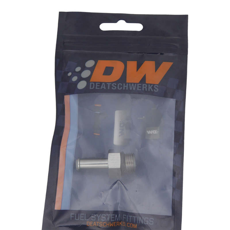 DeatschWerks 6AN ORB Male to 5/16 Inch Barb Fitting with O-Ring - Titanium