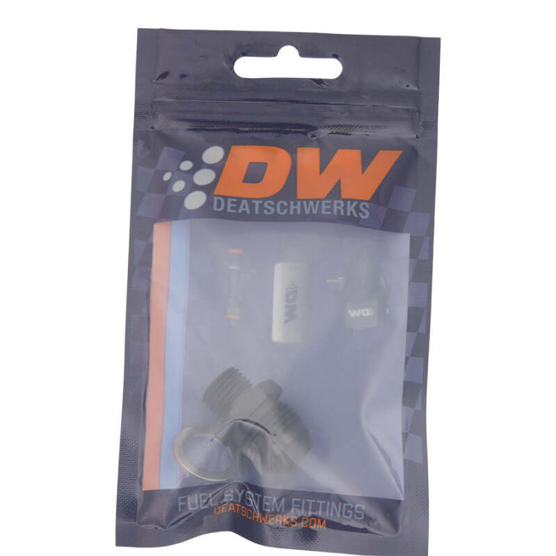 DeatschWerks 8AN Male Flare to M14 x 1.5 Male Metric Adapter with Washer - Anodized Matte Black