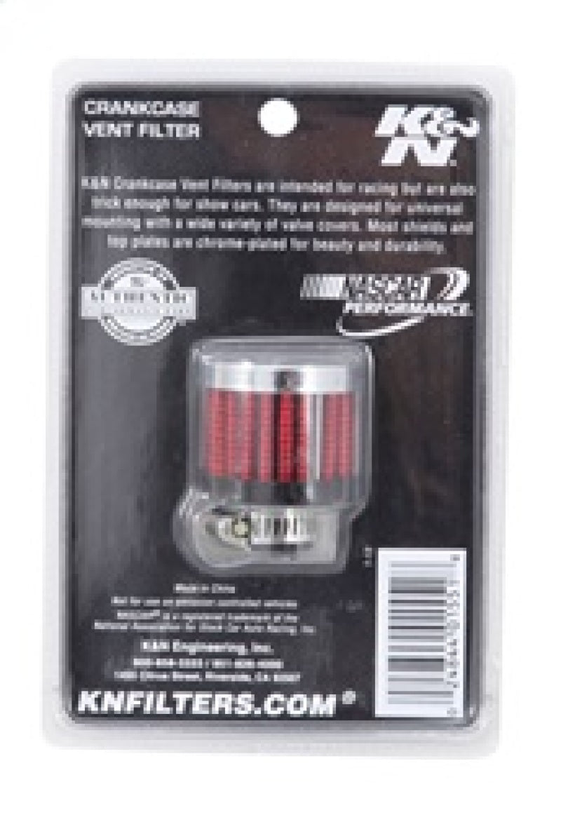 K&N Engineering 62-2470 Chrome Crankcase Vent Filter with 5/16 Inch Flange, 1 3/8 Inch Outer Diameter