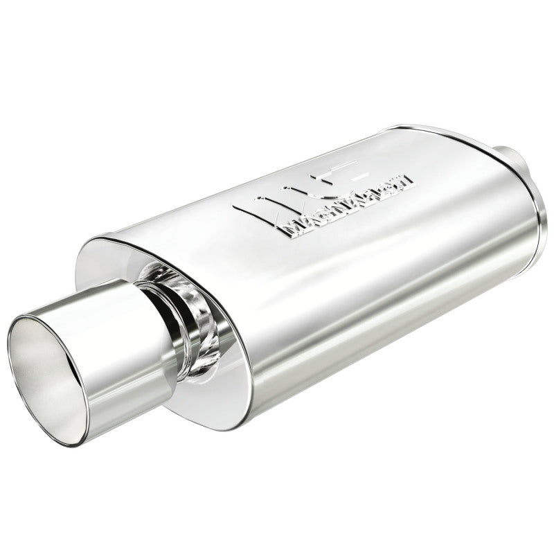 MagnaFlow Performance Exhaust Muffler 14832 with Welded Tip - Stainless Steel, 2.25/4 Inch Center/Center