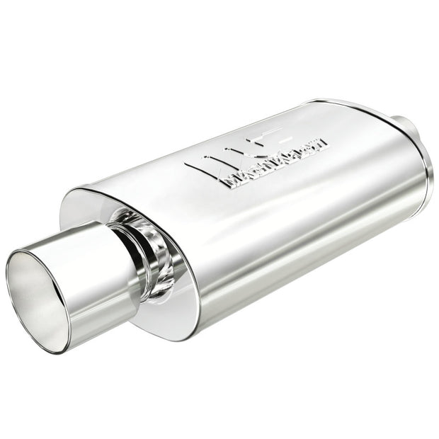 MagnaFlow Performance Exhaust Muffler 14832 with Welded Tip - Stainless Steel, 2.25/4 Inch Center/Center