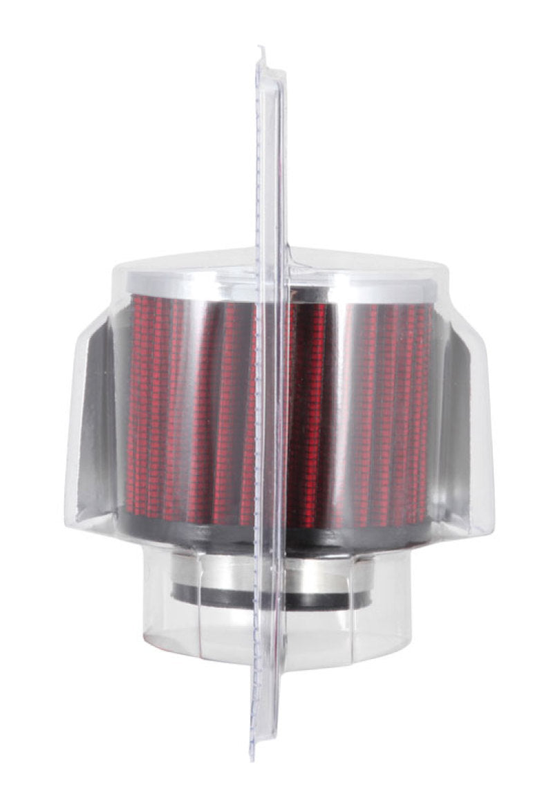 K&N Engineering 62-1514 1.5 inch Flange Crankcase Vent Filter with Chrome Top and Heat Shield