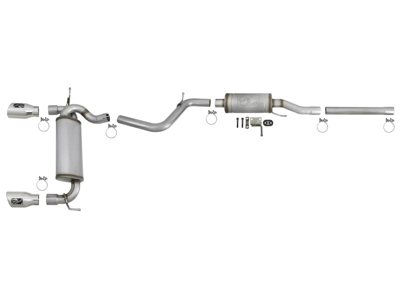 aFe Rebel Series 2.5-inch 409 Stainless Steel Cat-Back Exhaust with Polished Tips for Jeep Wrangler (2007-2018) V6 3.6L/3.8L