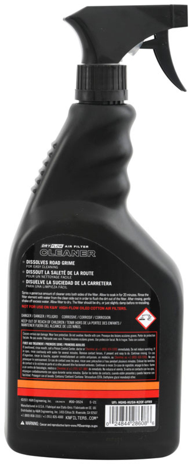 K&N Engineering 99-0624 Synthetic Air Filter Cleaner – 32 oz Spray Bottle for Effective Dirt and Grime Removal