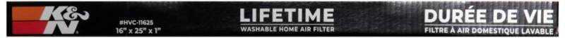 K&N HVAC Filter - 16 x 25 x 1, Reusable Synthetic Pleated Air Filter with MERV 11 Rating