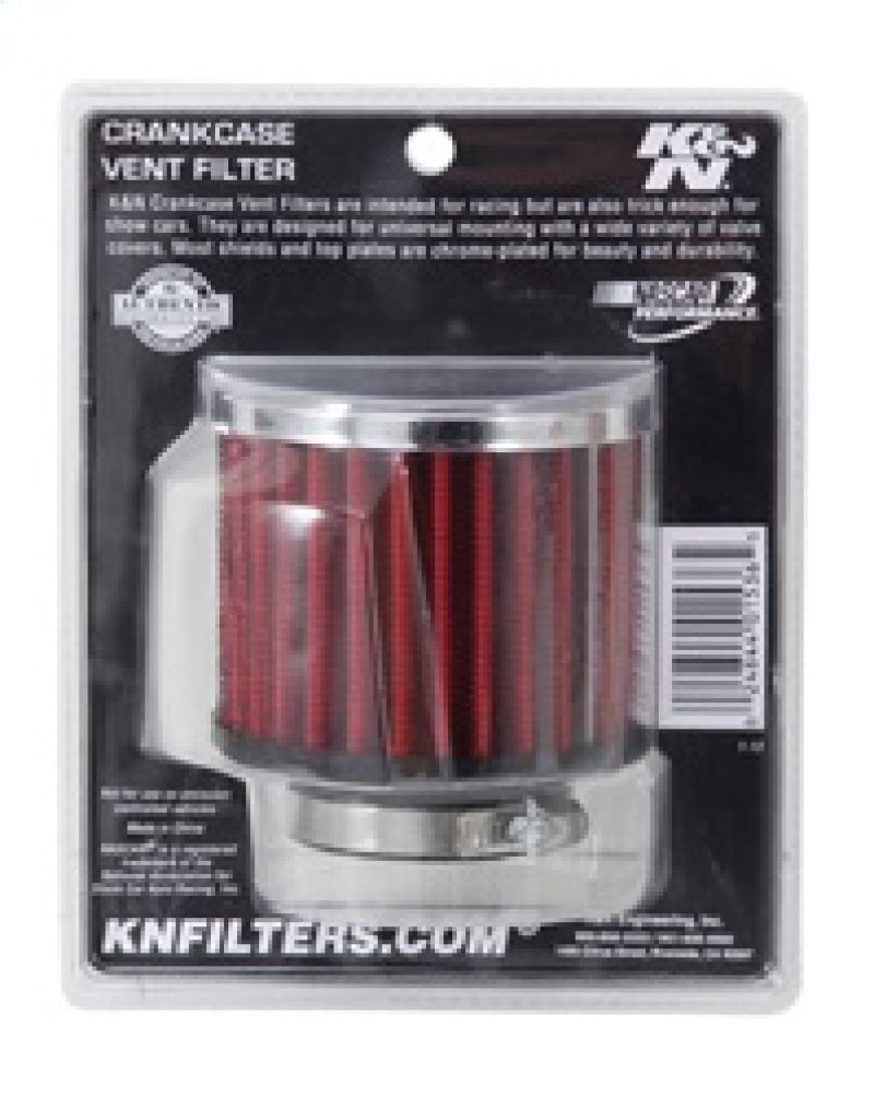 K&N Engineering 62-1460 Chrome Finish Rubber Base Crankcase Vent Filter with 1.5-inch Flange