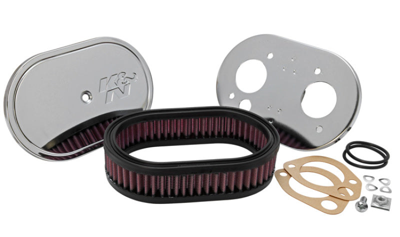 K&N Engineering Custom Racing Assembly Oval Red for Weber Carburetors - 1.75 Inch Filter Height