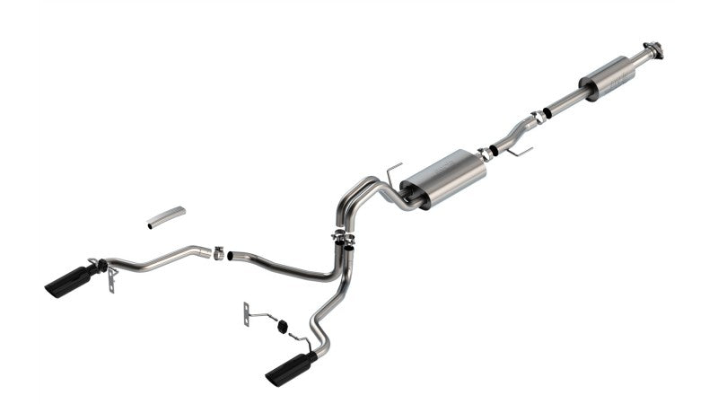 Borla F-150 2021-2025 Touring Cat-Back Exhaust System with Black Chrome Tips - Part #140862BC