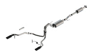 Borla F-150 2021-2025 Touring Cat-Back Exhaust System with Black Chrome Tips - Part #140862BC