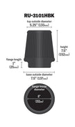 K&N Engineering RU-3101HBK Black Universal Round Tapered Air Filter - 6 Inch Flange ID