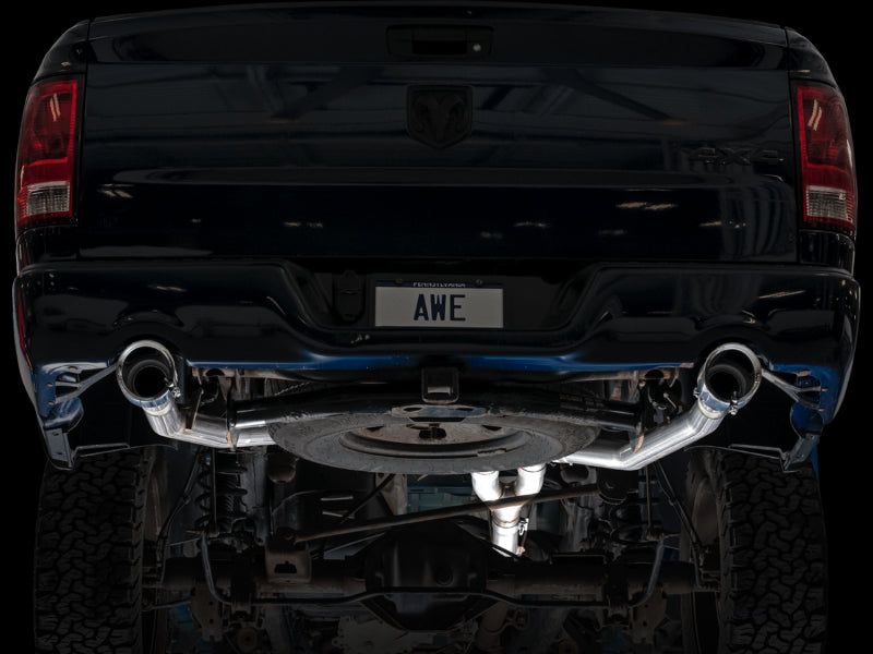 AWE Tuning 09-18 Ram 1500 5.7L Dual Rear Exit Cat-Back Exhaust with Chrome Silver Tips - Part 3015-32002