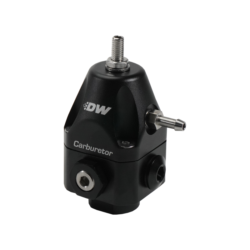 DeatschWerks Compact Carburetor Adjustable Fuel Regulator 6AN x4 Inlets and Return - Black