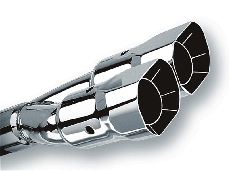 Borla Universal Polished Dual Square Angle-Cut Exhaust Tip - 2.5 Inch Inlet, 2.88 x 3.38 Inch Outlet