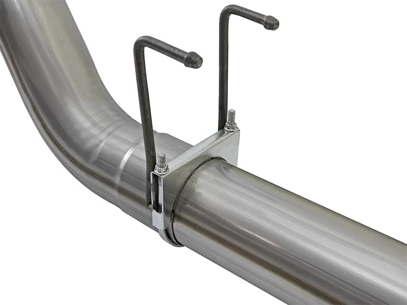aFe Large Bore HD 5-Inch Stainless Steel DPF-Back Exhaust System with Polished Tip for 2017 Ford Diesel Trucks V8 6.7L (Part #49-43090-P)
