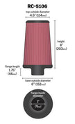 K&N Engineering RC-5106 Universal Chrome Round Tapered Air Filter for Dodge Ram 1500 (3-inch Flange, 8-inch Height)