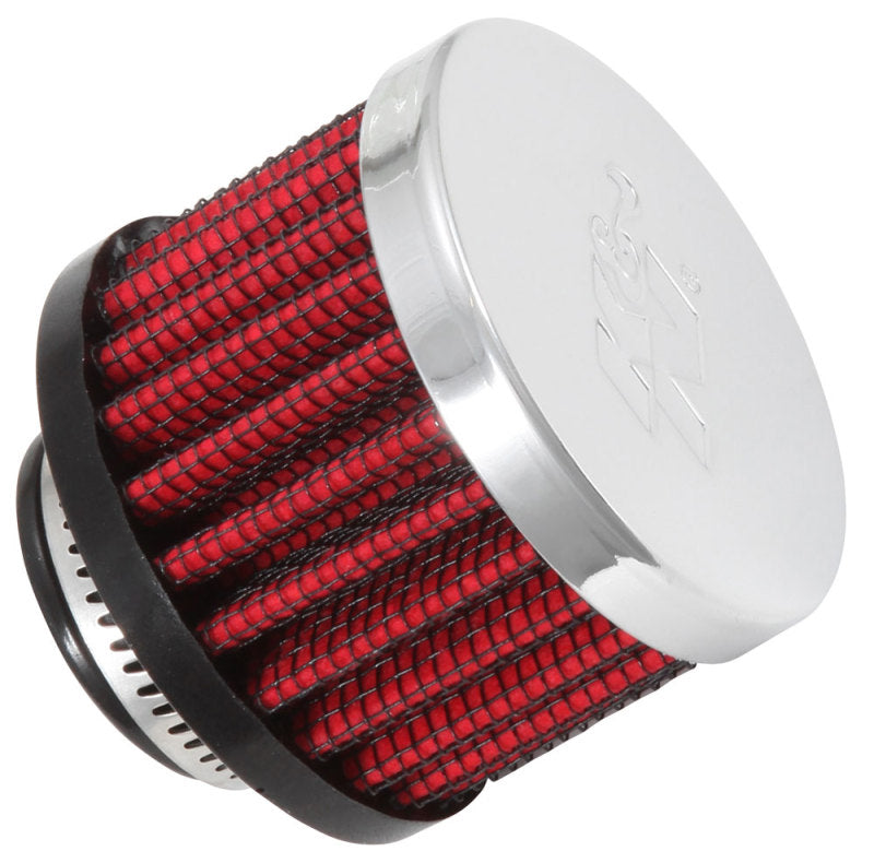 K&N Engineering 62-1360 3/4 Inch ID Crankcase Vent Filter with Chrome Top