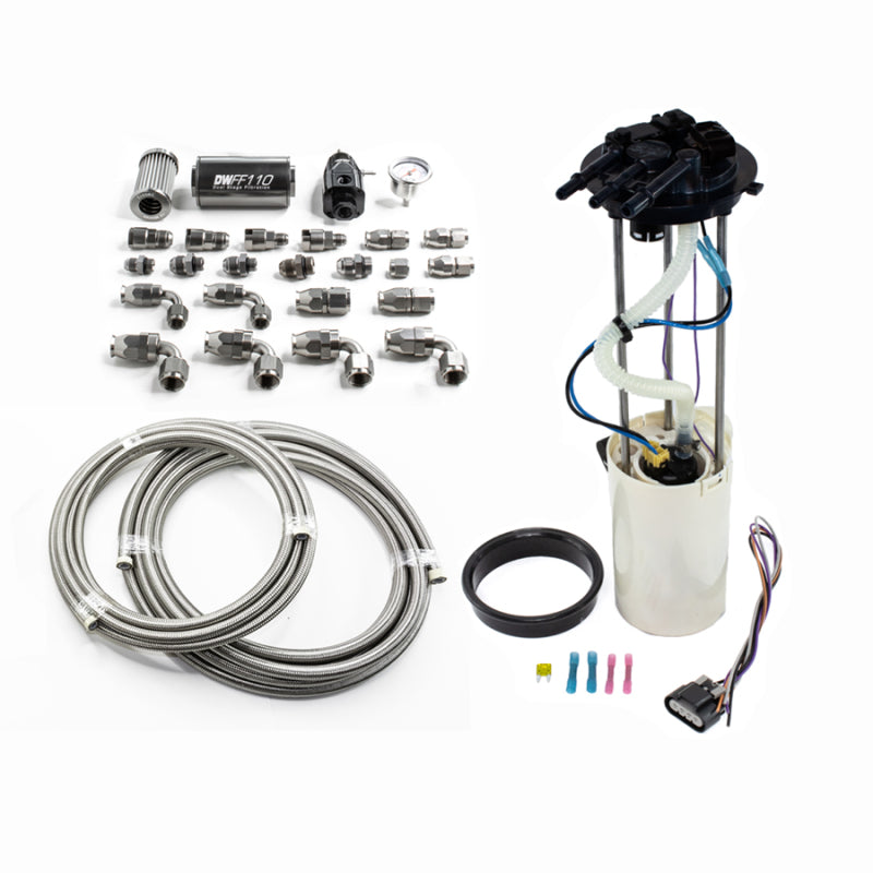 DeatschWerks DW400 Pump Module with PTFE Fuel Lines for Chevy Silverado 1500/2500/3500 and GMC Sierra 1500/2500/3500 (1999-2004)