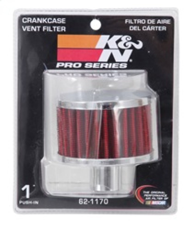 K&N Engineering 62-1170 Chrome Plated 1-Inch Diameter Crankcase Vent Filter for Classic and Racing Engines