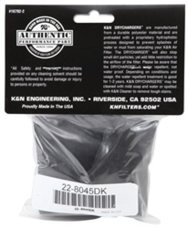 K&N Engineering 22-8045DK 6-inch Diameter Closed Top Black Drycharger Air Filter Wrap
