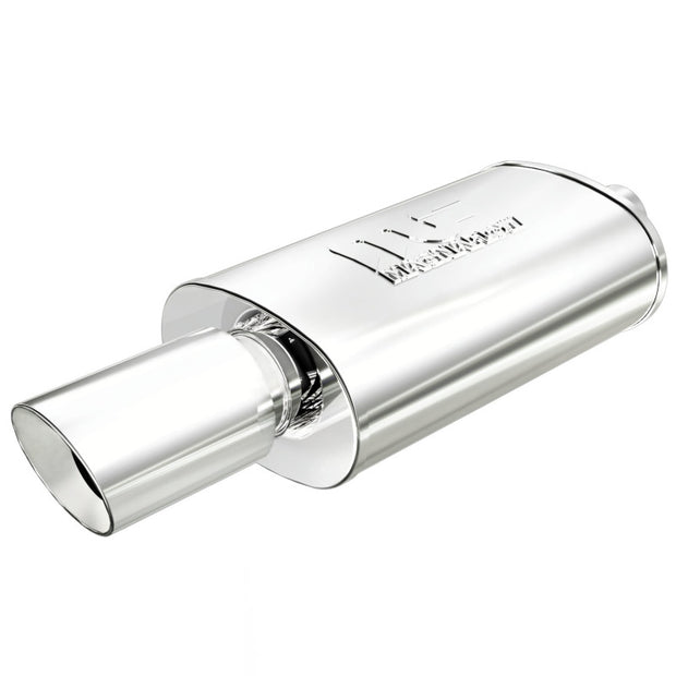 MagnaFlow Performance Exhaust Muffler 14829 with Welded Tip - Stainless Steel, 2.25/4 inch Center/Center