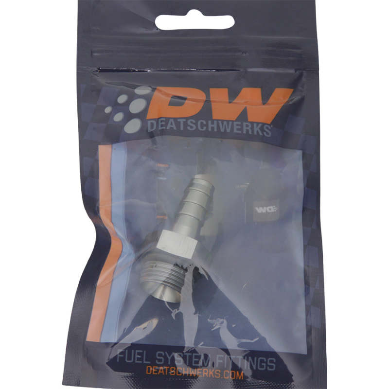 DeatschWerks 8AN ORB Male to 3/8 Inch Male Triple Barb Fitting with O-Ring – Anodized Titanium