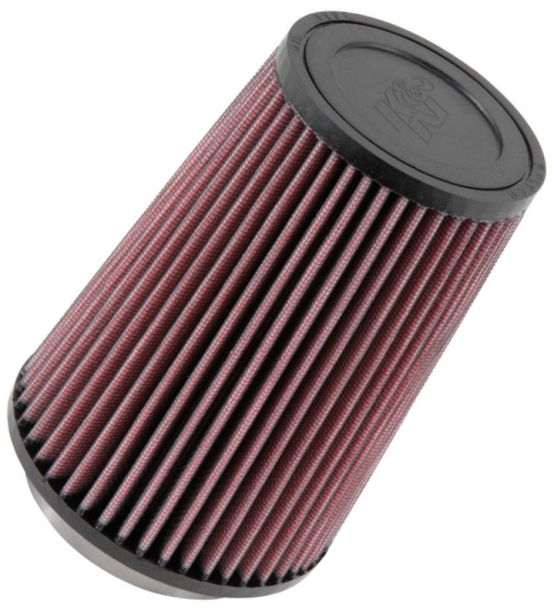 K&N Engineering Universal Rubber Round Air Filter, 3.31in Flange ID, 4.75in Base OD, 3.5in Top OD, 6.5in Height