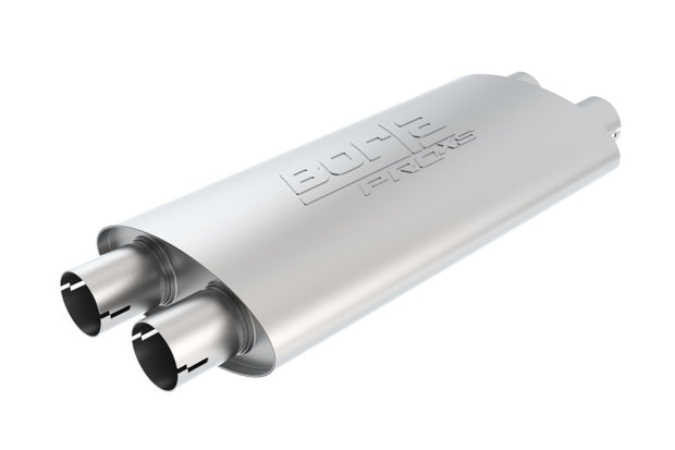 Borla Universal ProXS Muffler - 2.5 Inch Dual Inlet and 2.25 Inch Dual Outlet, Oval Design, Reversible, Made in USA