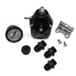 DeatschWerks DWR2000 Adjustable Fuel Pressure Regulator with Pressure Gauge and Fittings - Anodized Black