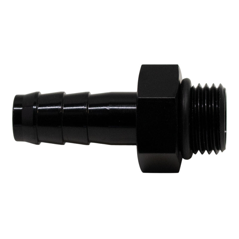 DeatschWerks 6AN ORB Male to 3/8 Inch Male Triple Barb Fitting with O-Ring - Anodized Matte Black
