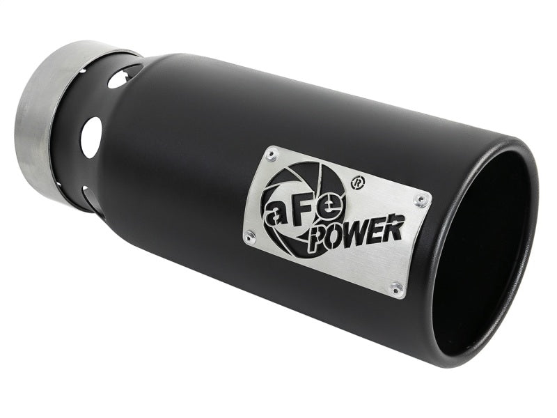 aFe Power SATURN 4S 4-inch Black Intercooled Exhaust Tip with Laser-Cut Logo