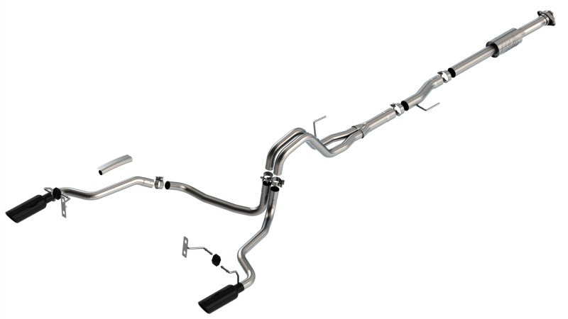 Borla F-150 2021-2025 2.7L/3.5L Cat-Back Exhaust System with Black Chrome Tips - Part #140864BC