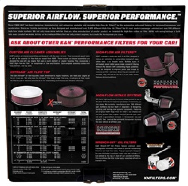 K&N Engineering 14-inch Red Custom Air Cleaner Assembly with 5.125-inch ID and 14-inch OD