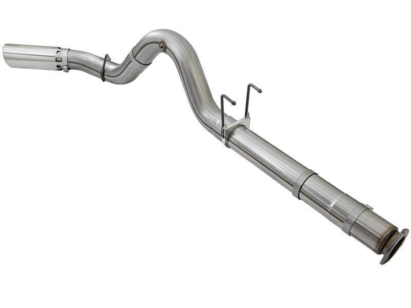 aFe Large Bore HD 5-Inch Stainless Steel DPF-Back Exhaust System with Polished Tip for 2017 Ford Diesel Trucks V8 6.7L (Part #49-43090-P)
