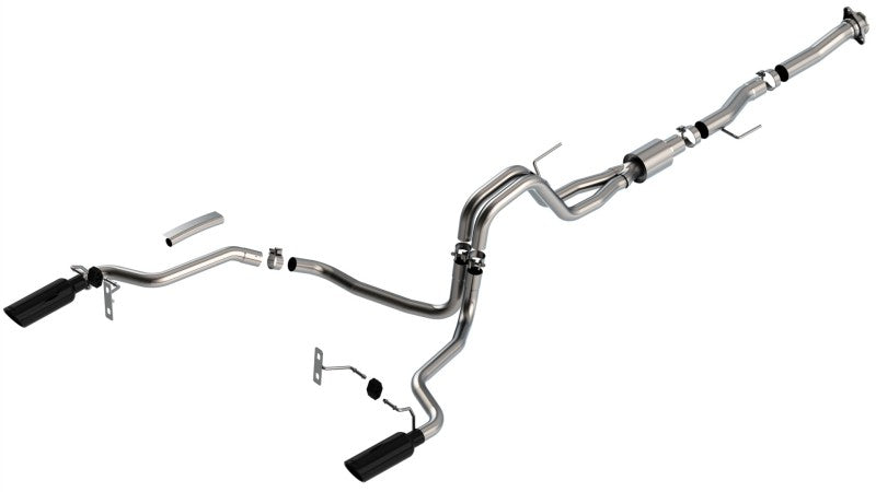 Borla F-150 2021-2025 5.0L V8 ATAK Cat-Back Exhaust System with Black Chrome Tips (Part #140869BC)