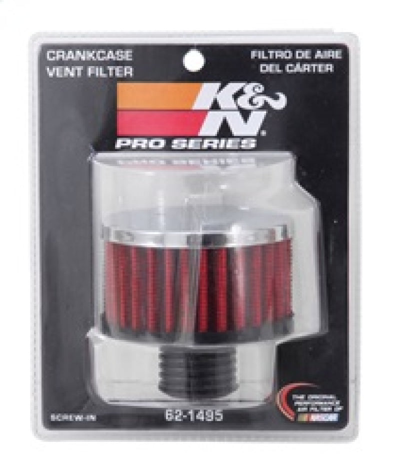 K&N Engineering 62-1495 Chrome Top Rubber Base Crankcase Vent Filter for Ford Valve Covers
