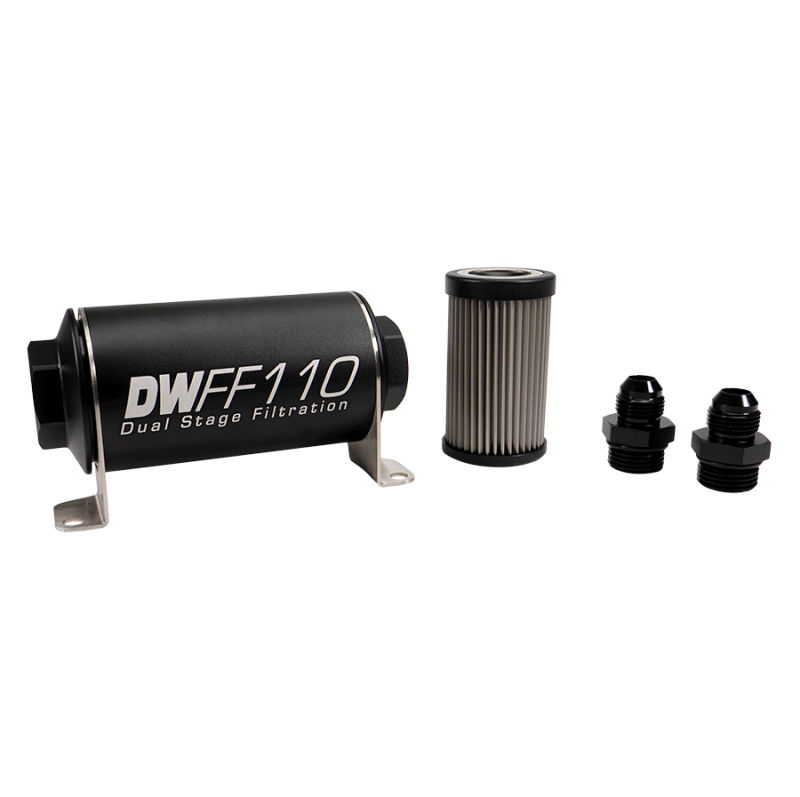 DeatschWerks Stainless Steel 8AN Inline Fuel Filter Housing Kit - 5 Micron, Universal Fit, 110mm