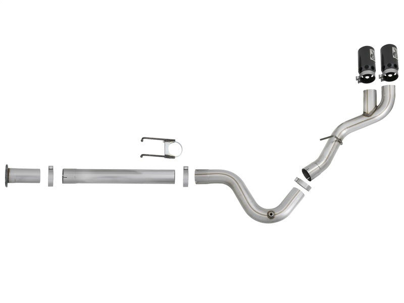 aFe Rebel XD 4-inch Stainless Steel DPF-Back Exhaust System with Dual Black Tips for 2017-2018 Ford Diesel Trucks V8-6.7L